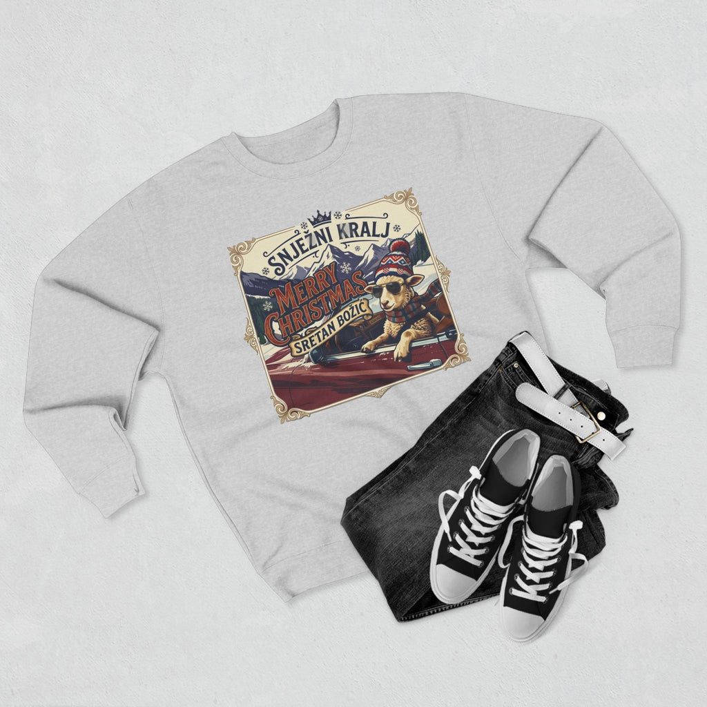 Božićni retro ski poster - Crewneck džemper "Sretan Božić"
