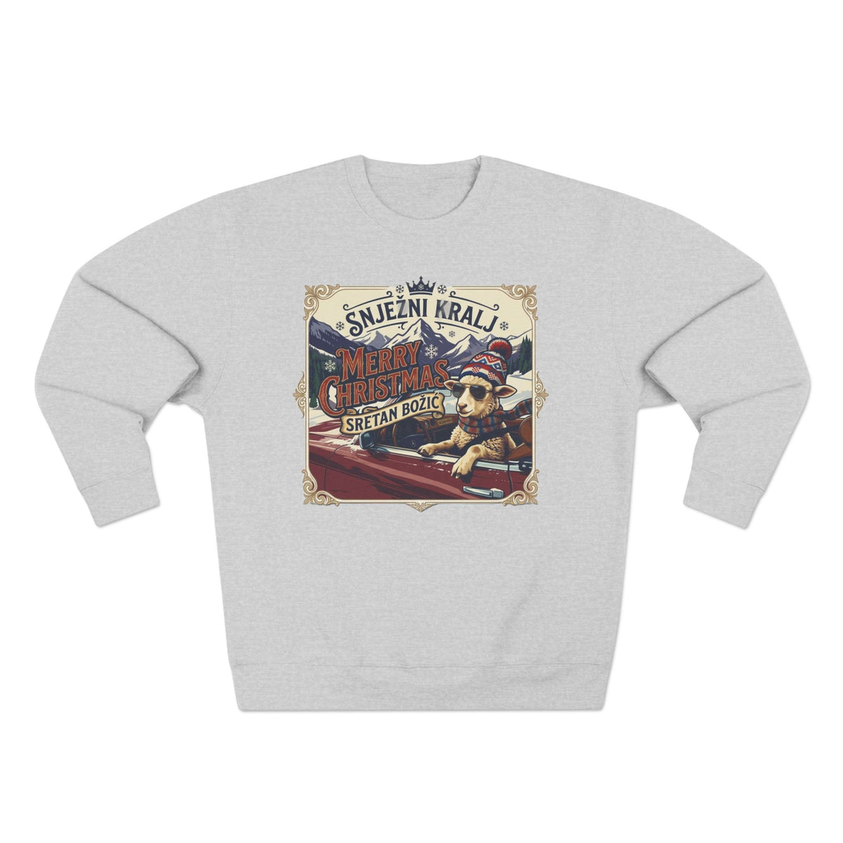 Božićni retro ski poster - Crewneck džemper "Sretan Božić"